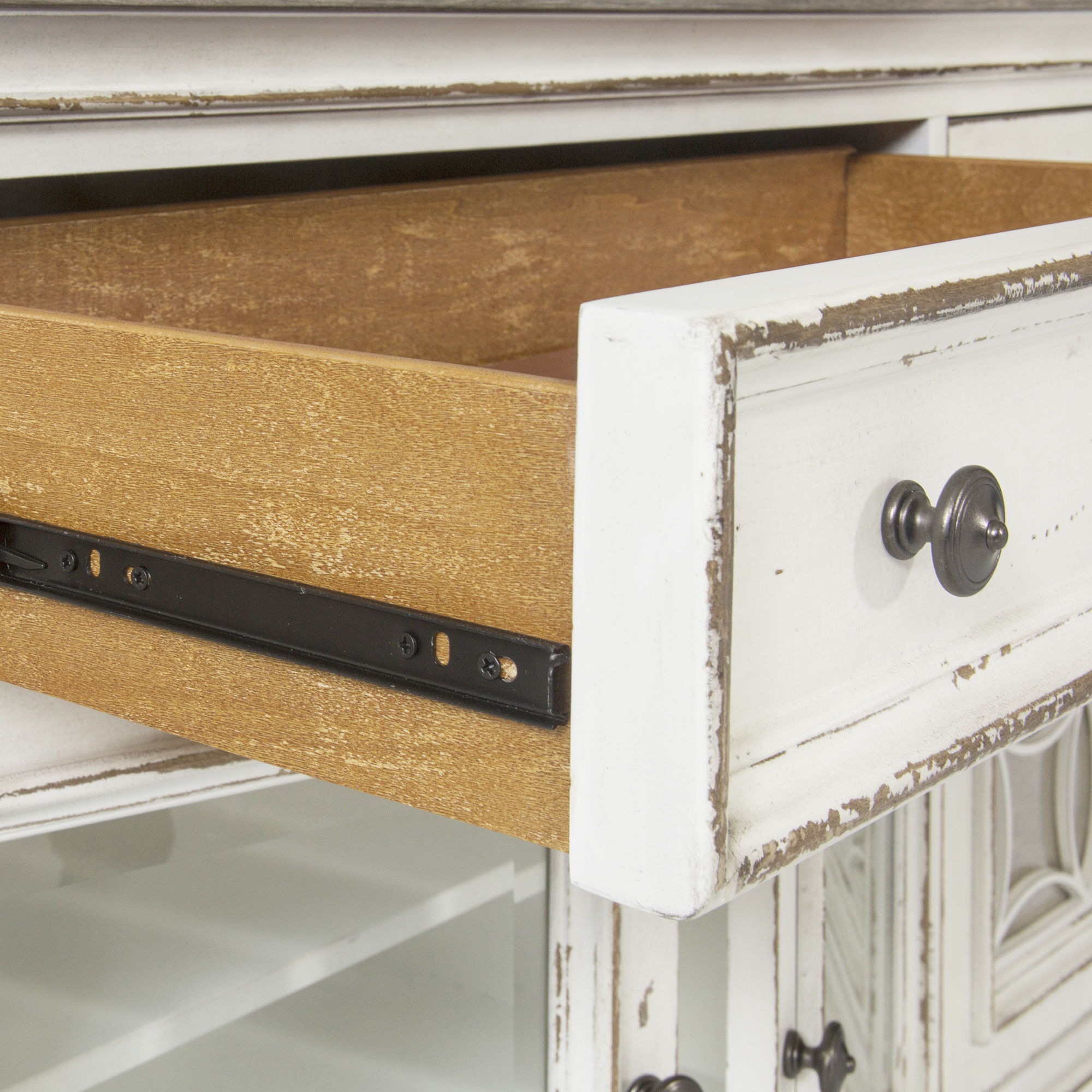 Magnolia Manor - Entertainment TV Stand (Glass Doors) - Antique White