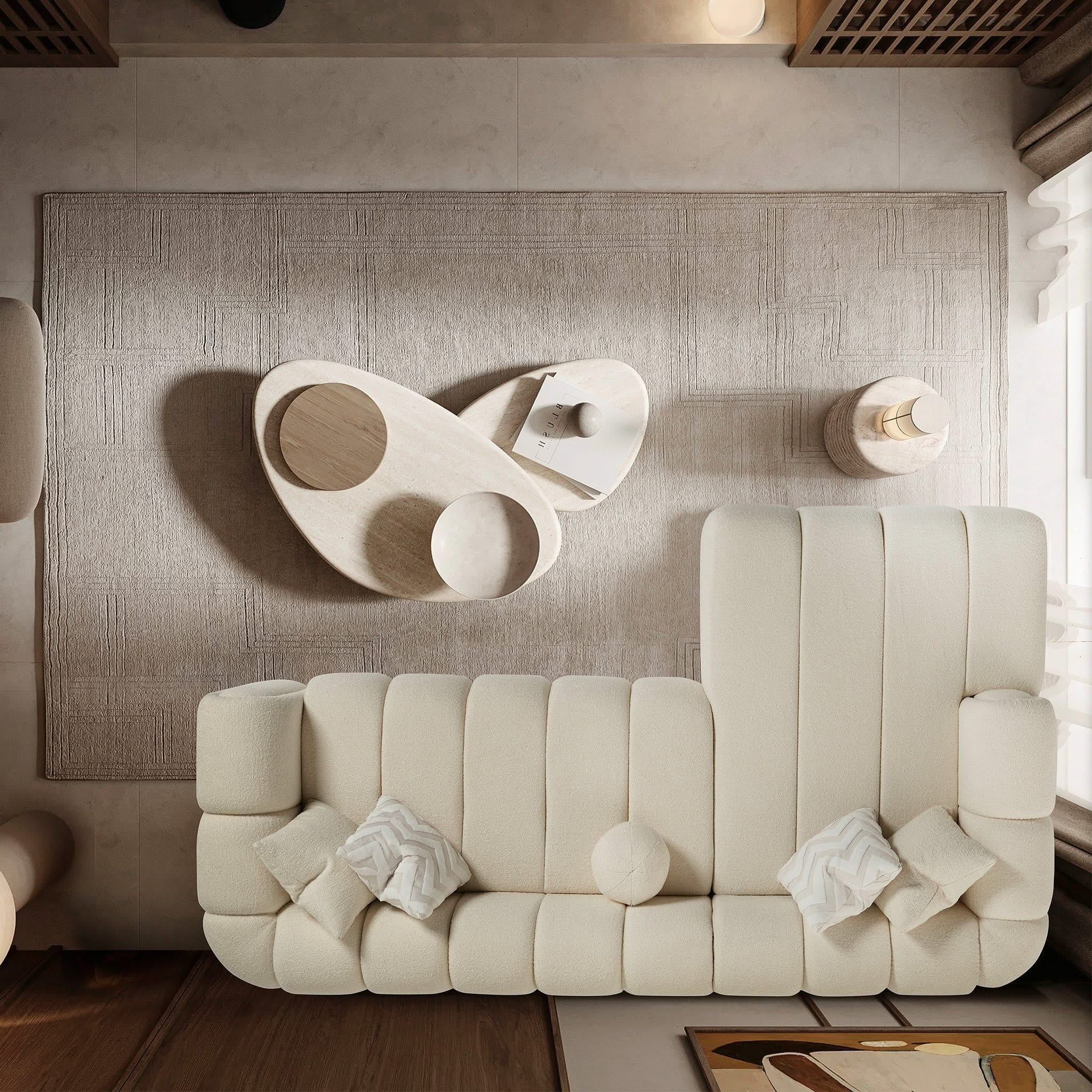 Beatrice - Modern Tufted Right Sectional Sofa - Ivory
