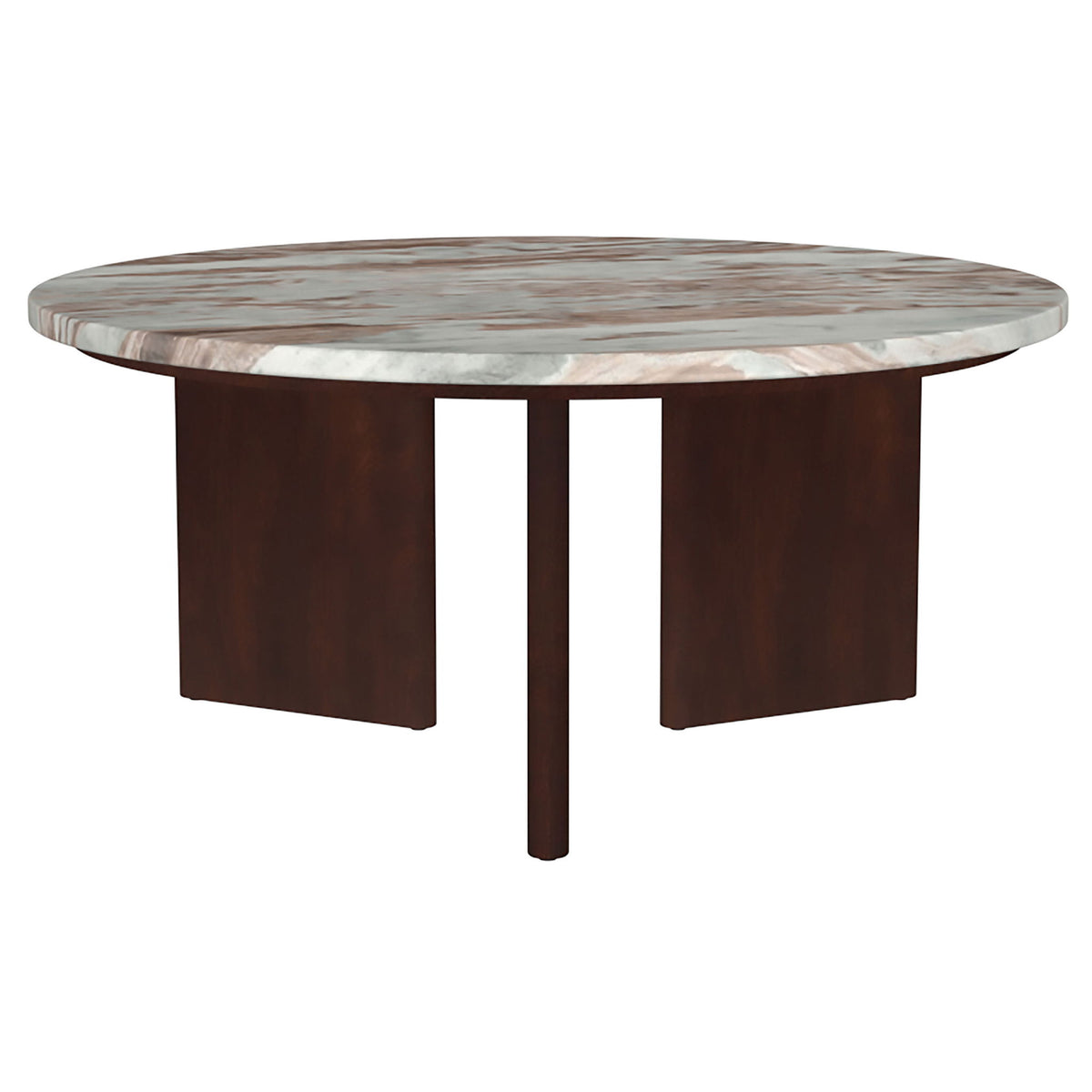Jenna 2-piece Round Marble Top Coffee Table Set Brown