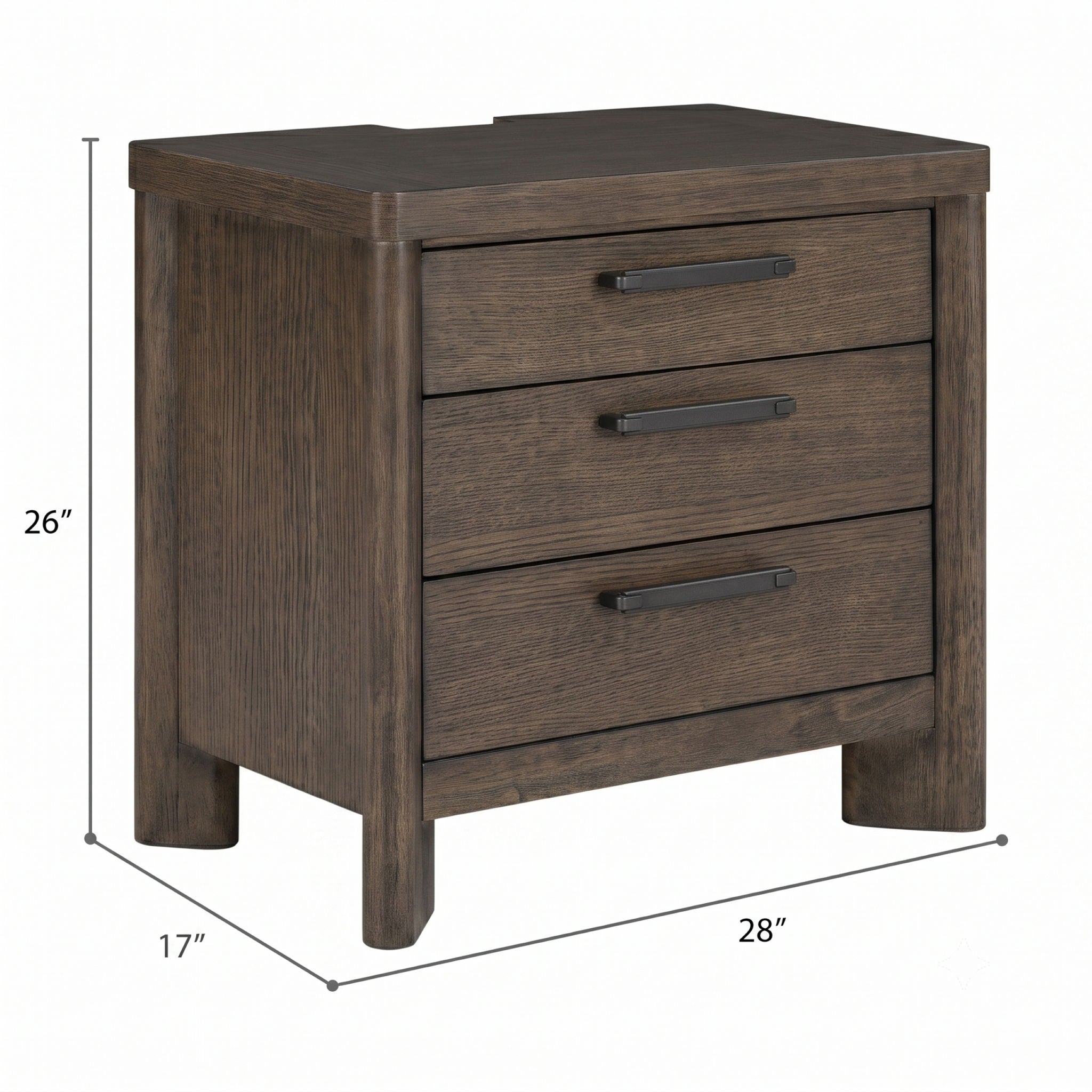 3 Drawer Nightstand With USB - Dark Oak