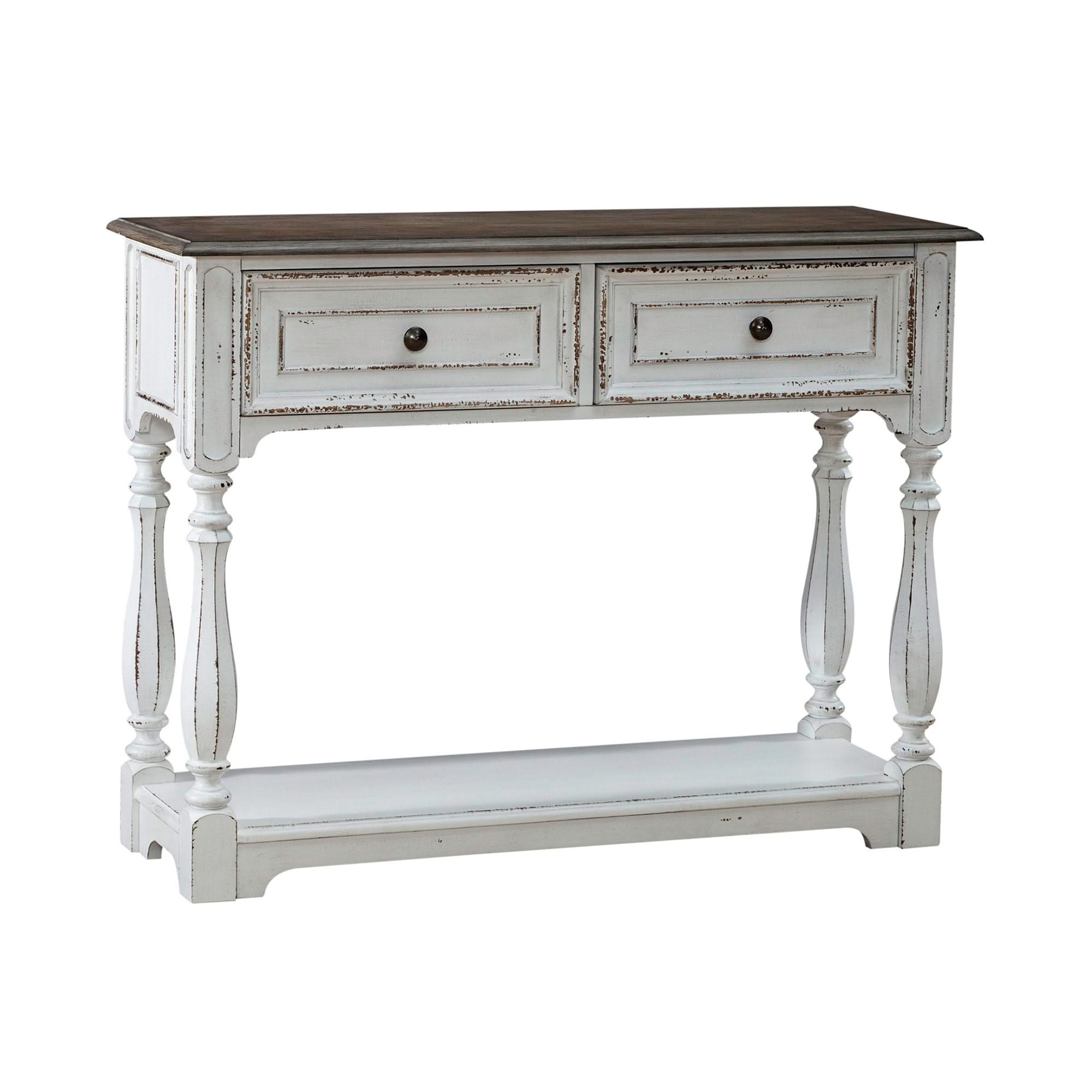 Magnolia Manor - Hall Console Bottom With Shelf For Display & Storage - Antique White