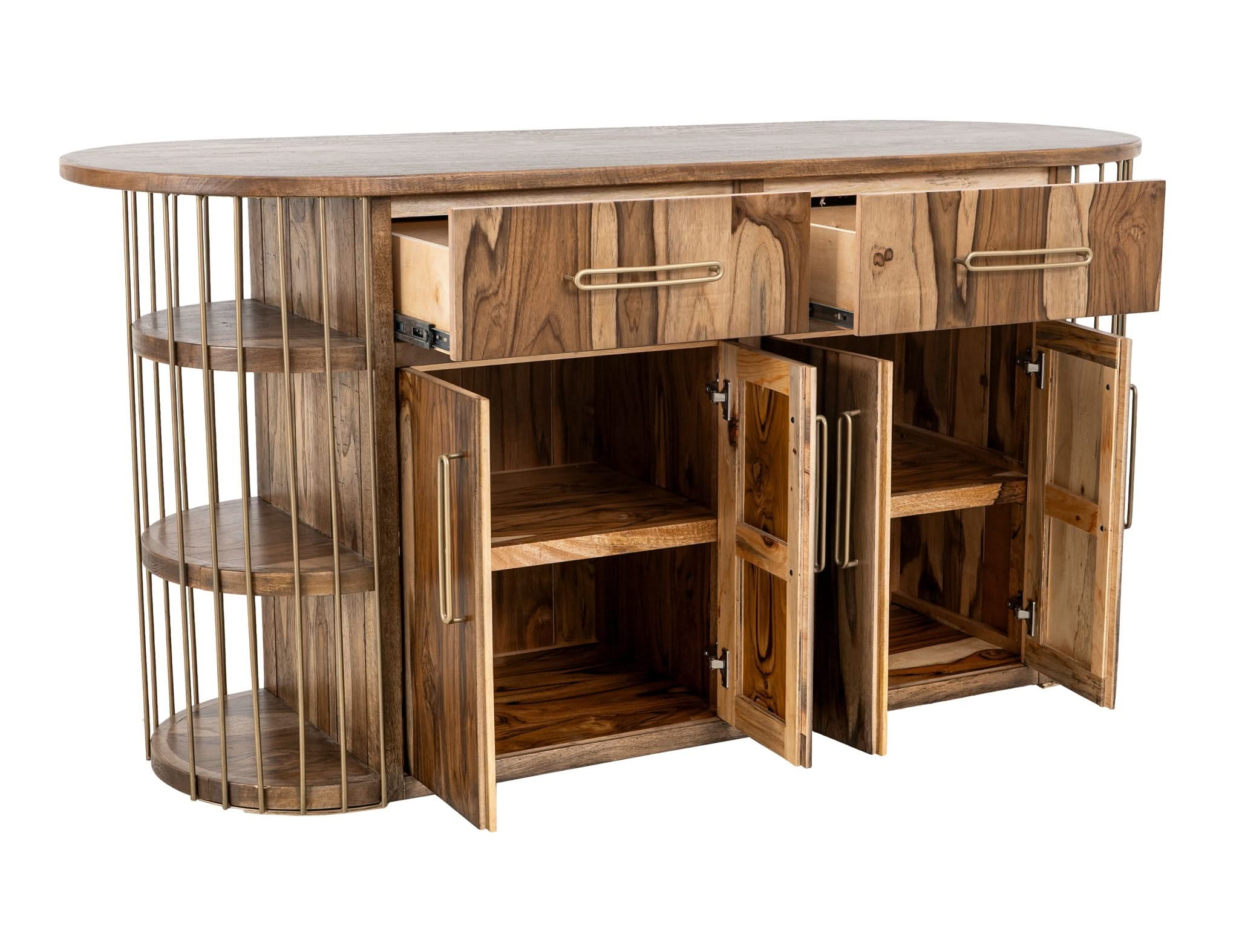 Balam - Kitchen Island With 2 Drawer & 4 Door - Light Brown