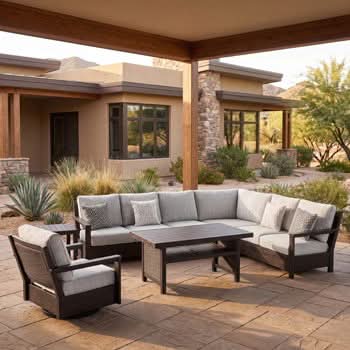 Mesa Valley - RAF/LAF Loveseat With Cushion (Set of 2) - Light Gray / Dark Brown