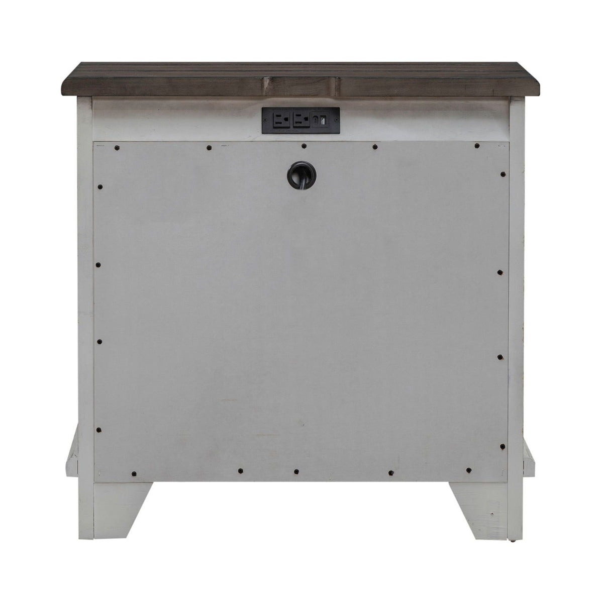 River Place - 3 Drawer Nightstand With Charging Station - Riverstone White & Tobacco