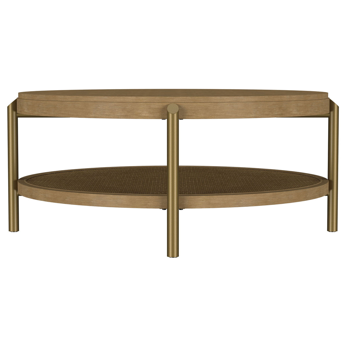 Arini Round Coffee Table With Storage Shelf Sand Wash