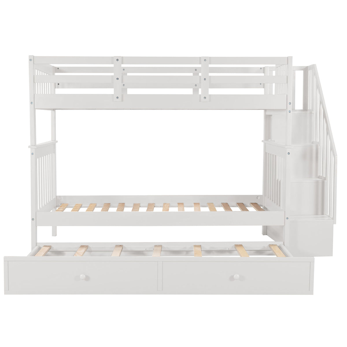 Stairway Bunk Bed & Storage And Guard Rail For Bedroom