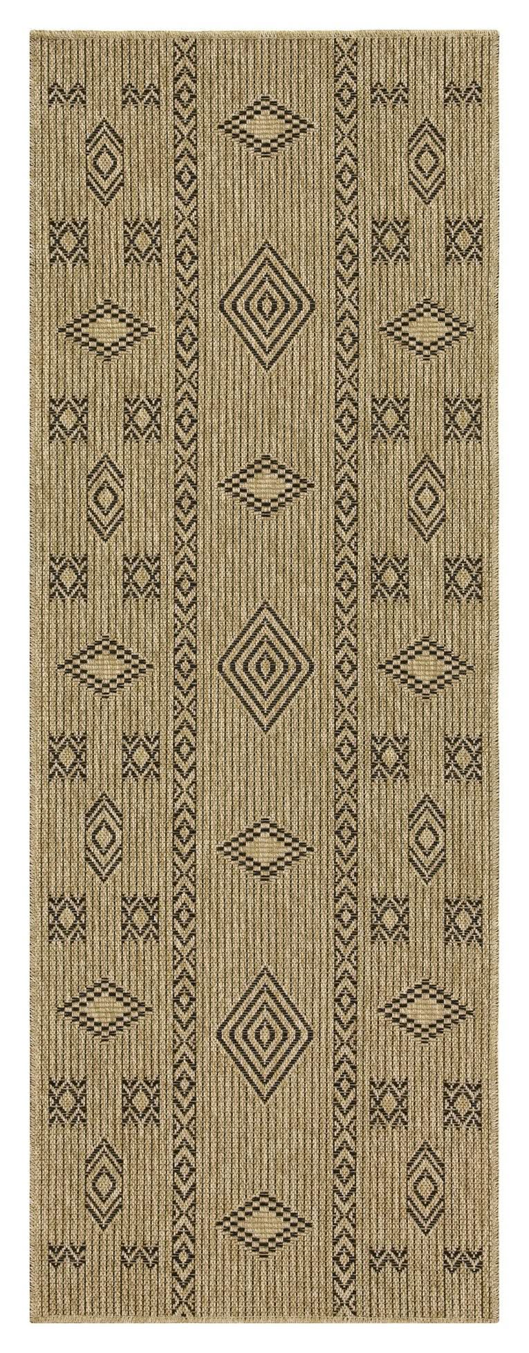 Earth - 2'7" X 7'3" Indoor, Outdoor Area Rug - Jute / Black