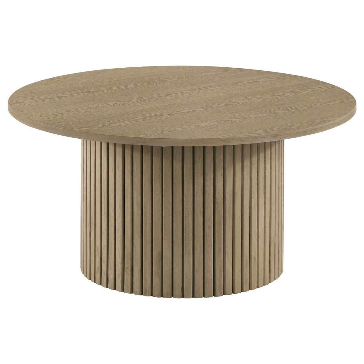 Hamlyn 2-piece Round Fluted Coffee and End Table Set Natural Oak
