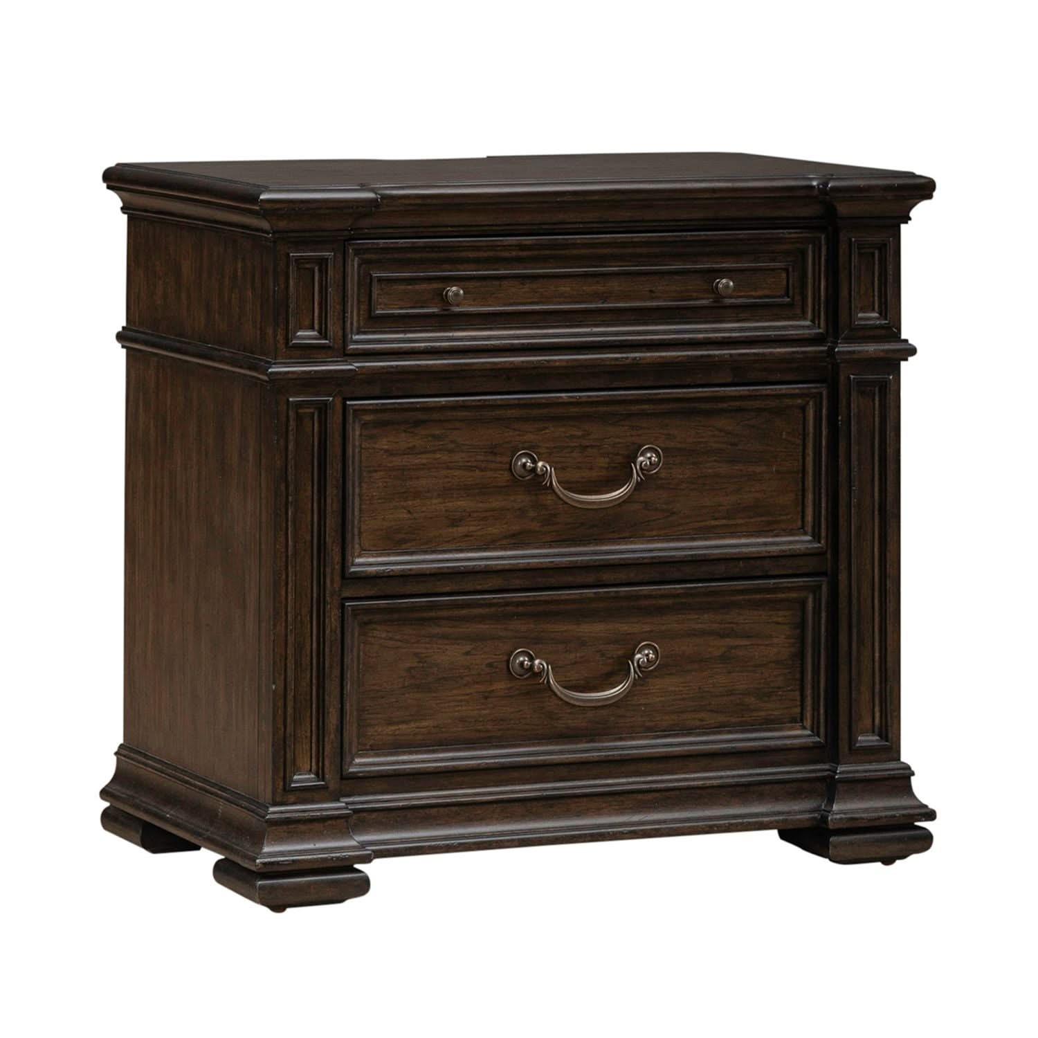 Providence Park - Nightstand With Charging Station - Chateau Brown