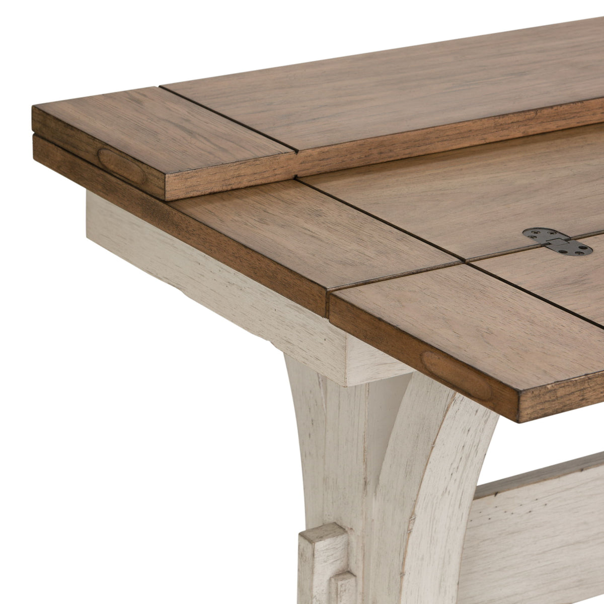 Farmhouse Reimagined - Flip Lid Sofa Table - Antique White / Chestnut Tops