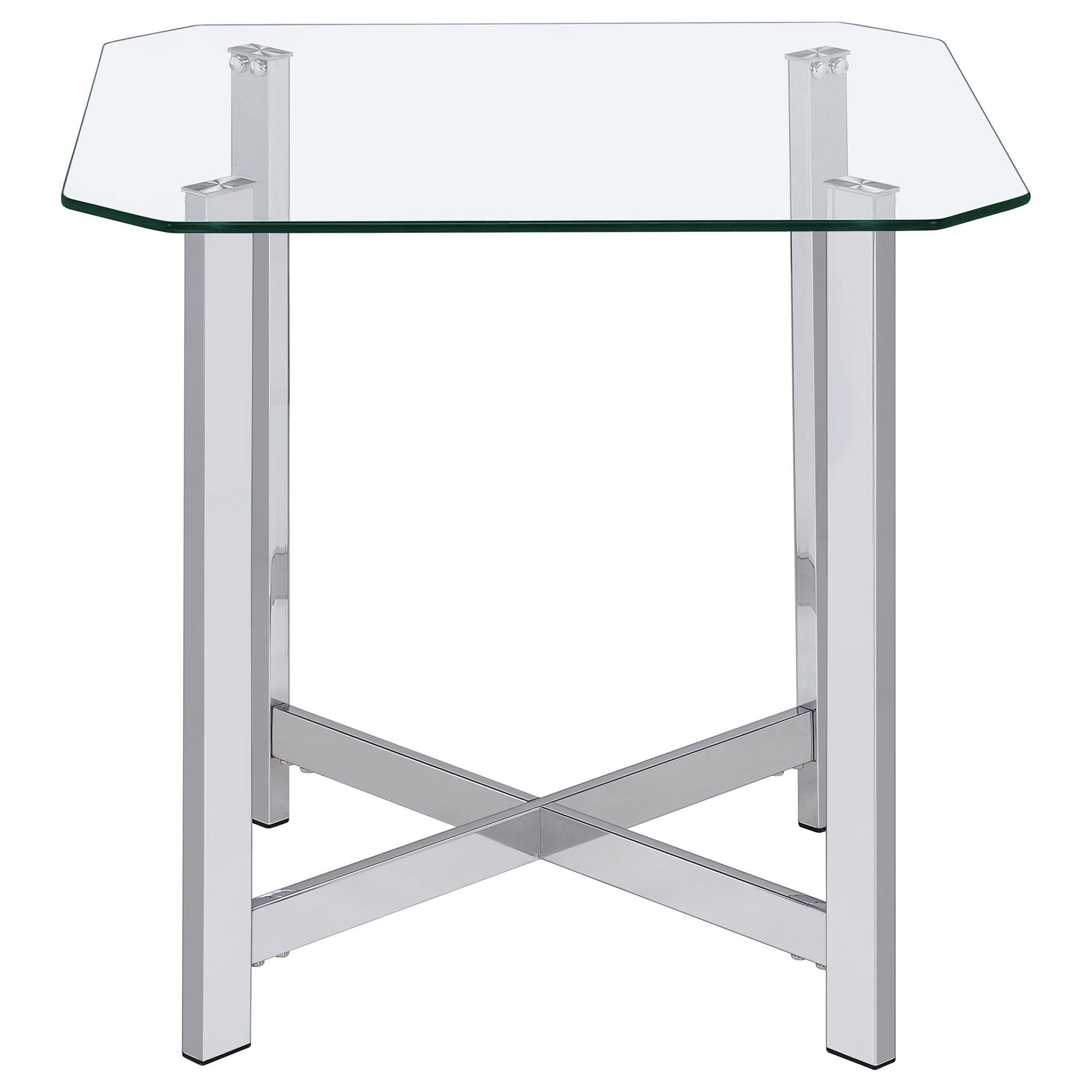 Cronin Square Tempered Glass Top Side End Table Chrome