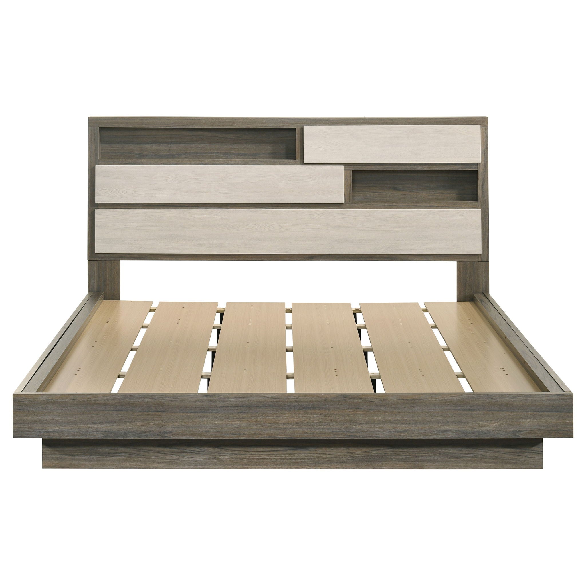 Fenwick California King Bed Bookcase Headboard Grey Oak