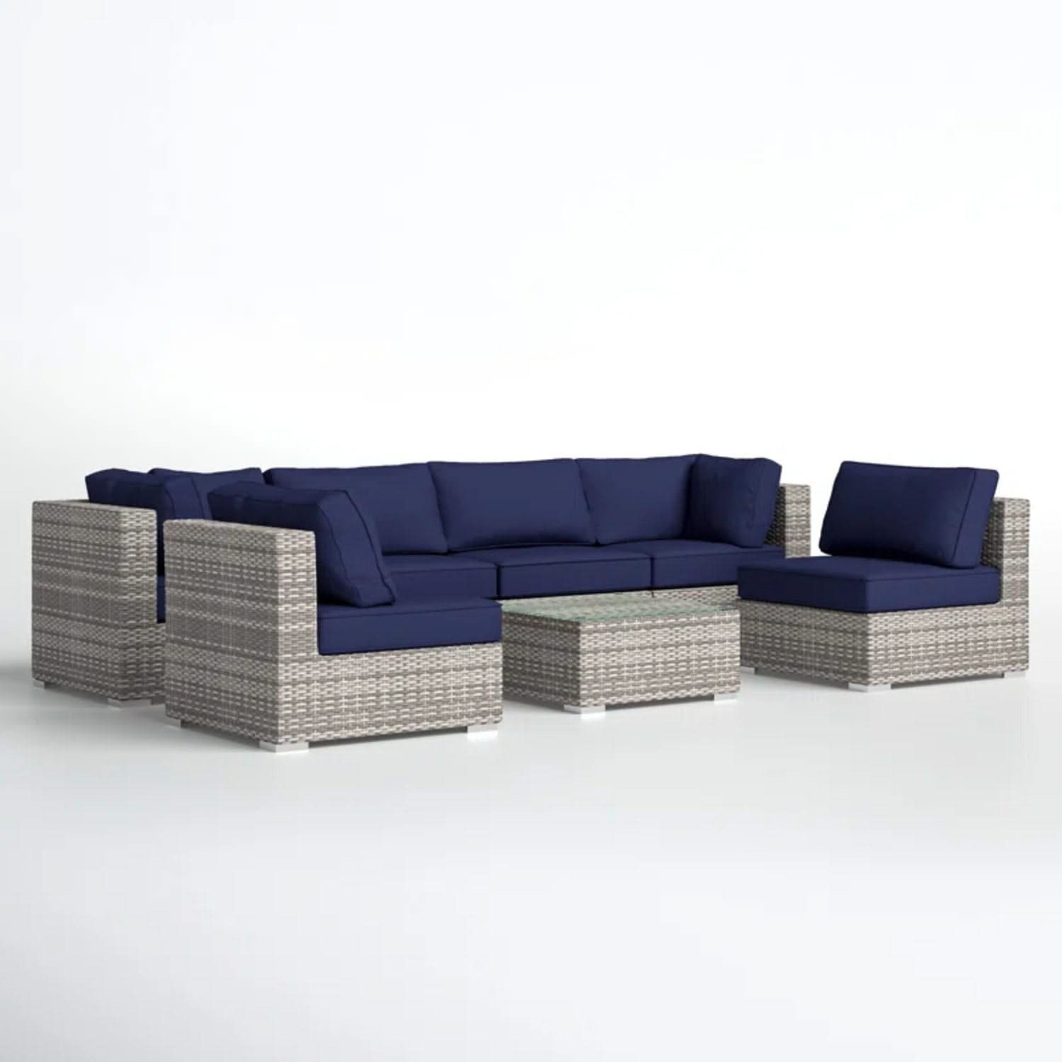 Seating Set With Cushions Handcrafted Wicker Design
