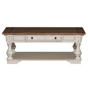 Morgan Creek - Cocktail Table - Antique White / Wirebrushed Tobacco Accents