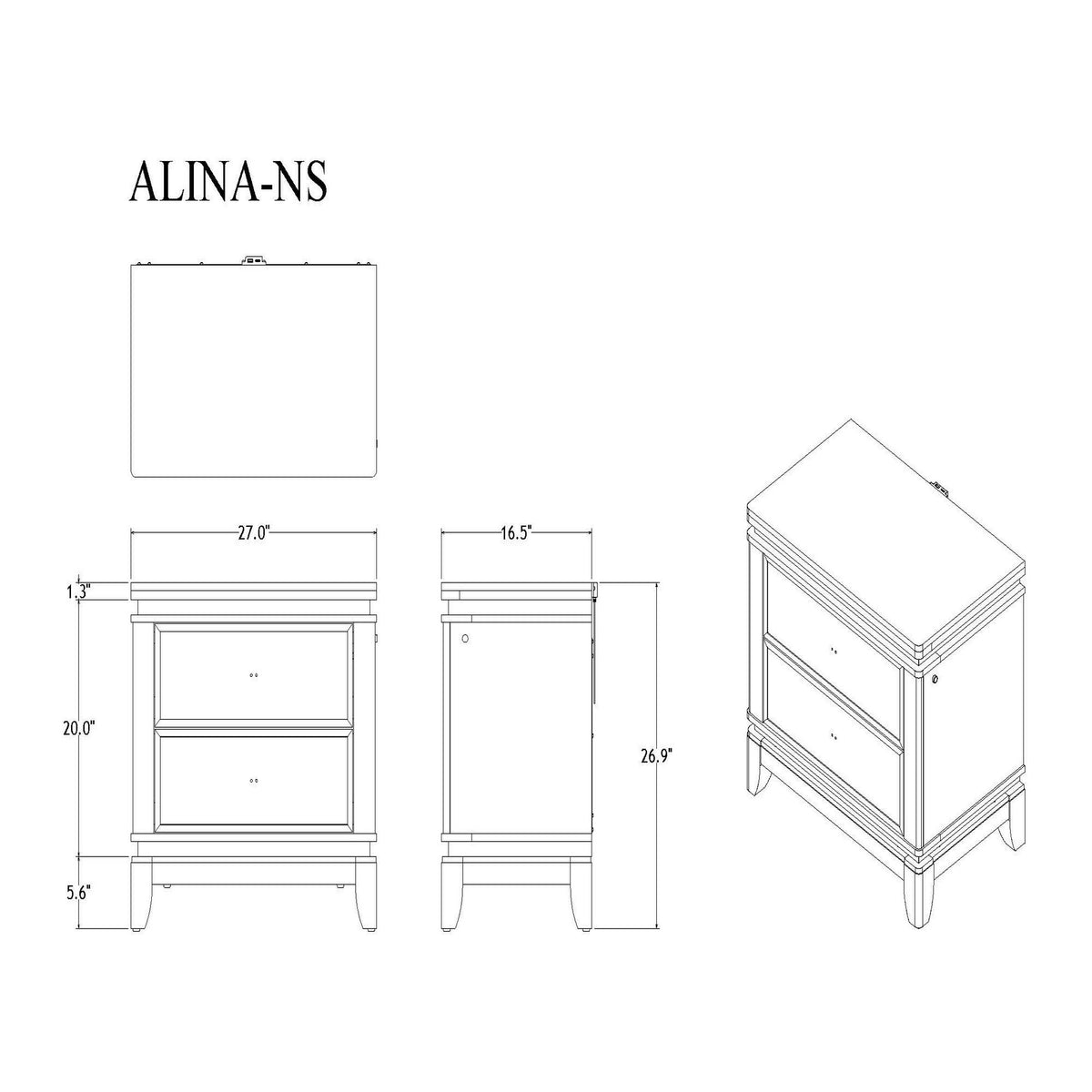 Adalid - Nightstand With Glittered Drawer Front And LED Lighting - White - Exclusive Furniture