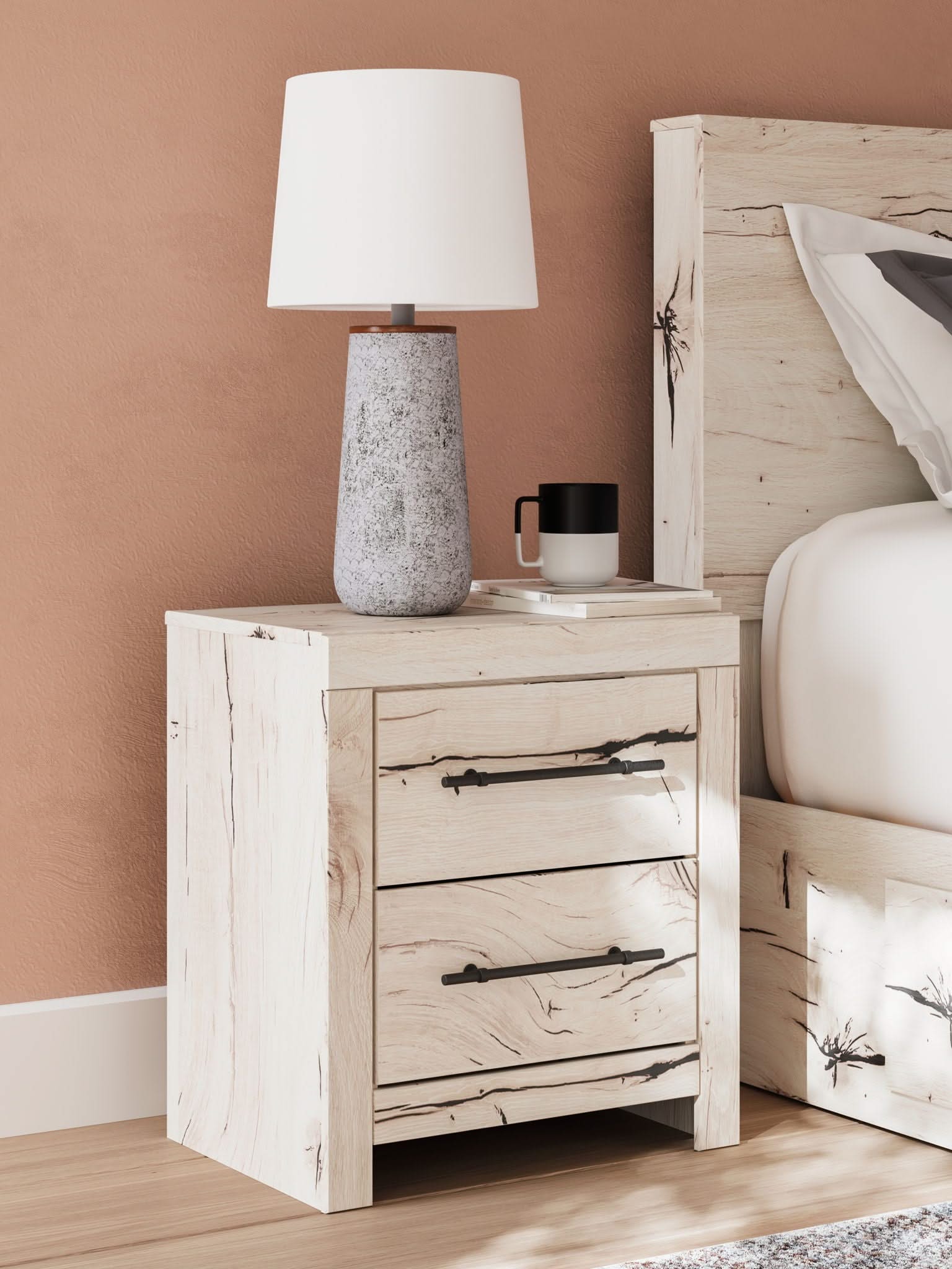 Lawroy - Two Drawer Night Stand - Light Natural