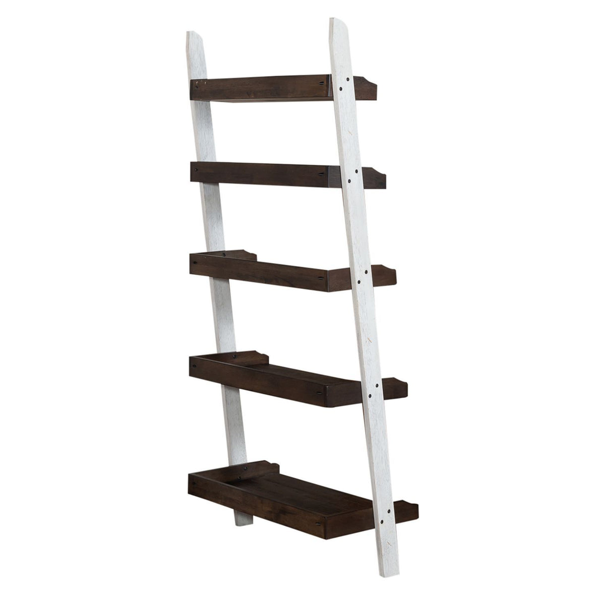 Farmhouse - Leaning Bookcase - Two Tone White / Wood Tone