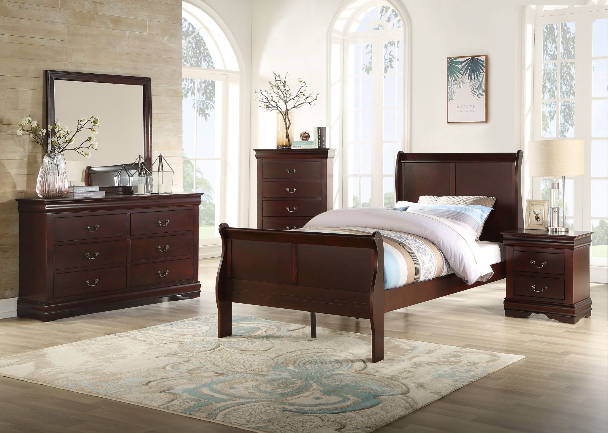 Louis Philip - Full 5 Piece Bedroom Set - Cherry