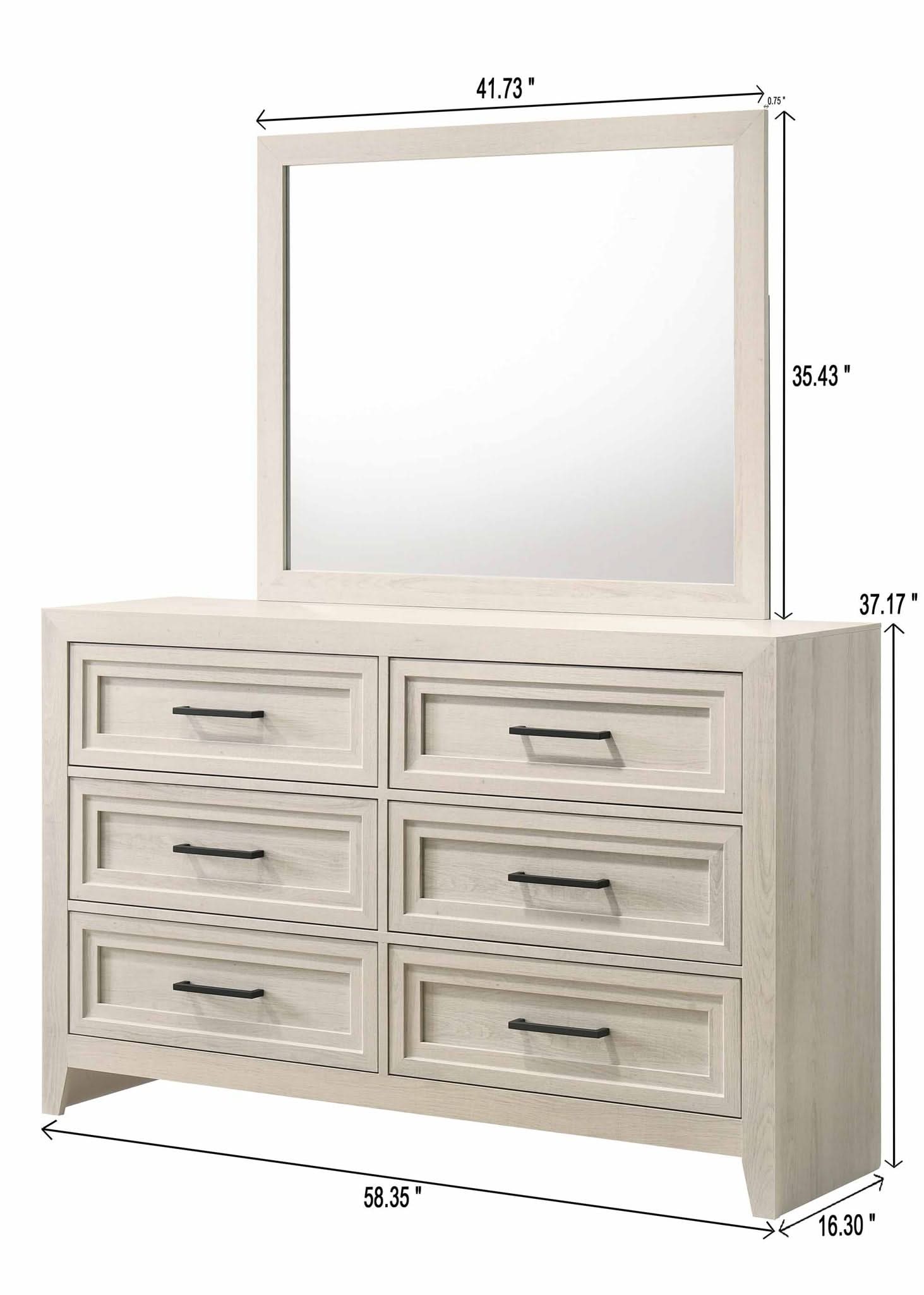 Lorraine - Dresser & Mirror - Antique White