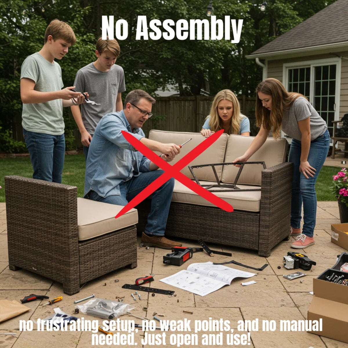 Outdoor Wicker Sofa Seating Group With Cushions