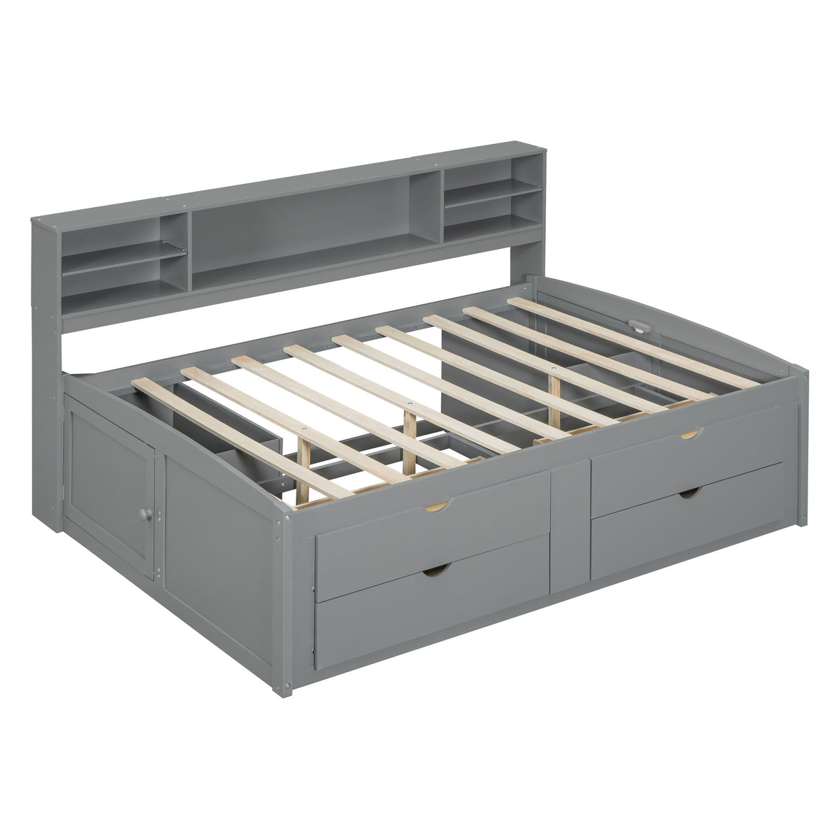Daybed With 2 Bedside Cabinets, Upper Shelves And 4 Drawers