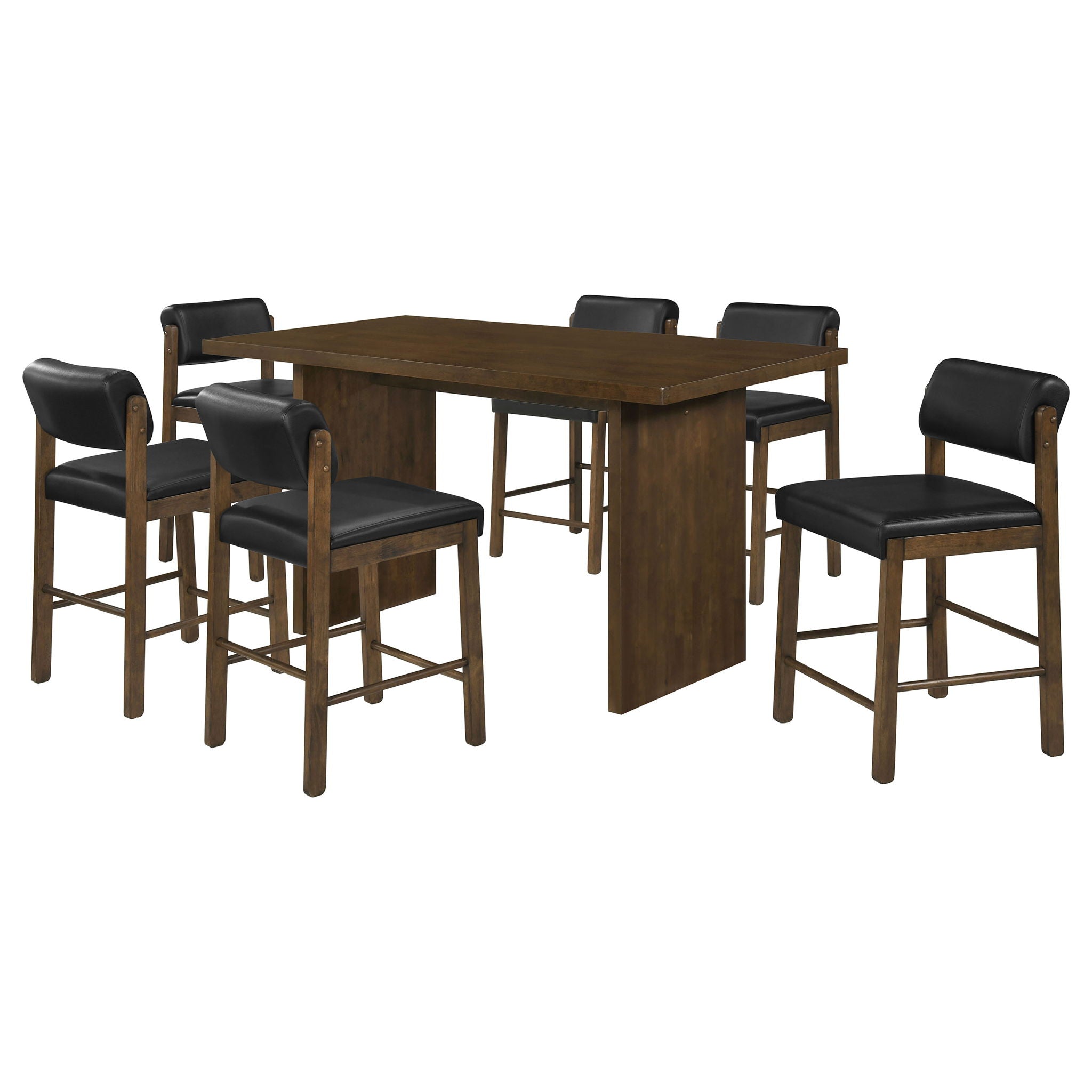 Decker 7-piece 70-inch Rectangular Counter Height Dining Set Black and Walnut