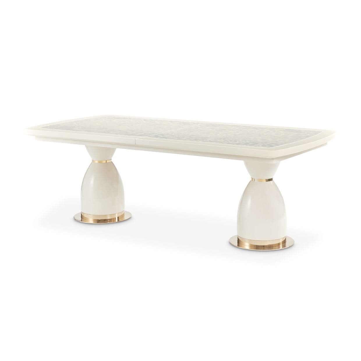 Lisbon - Double Pedestal Dining Table - Silken Matte Cream