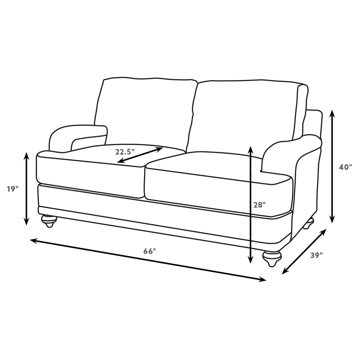 Glenn Upholstered English Arm Loveseat Light Grey and Grey