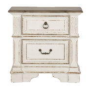 Abbey Park - 2 Drawer Nightstand With Charging Station - Antique White