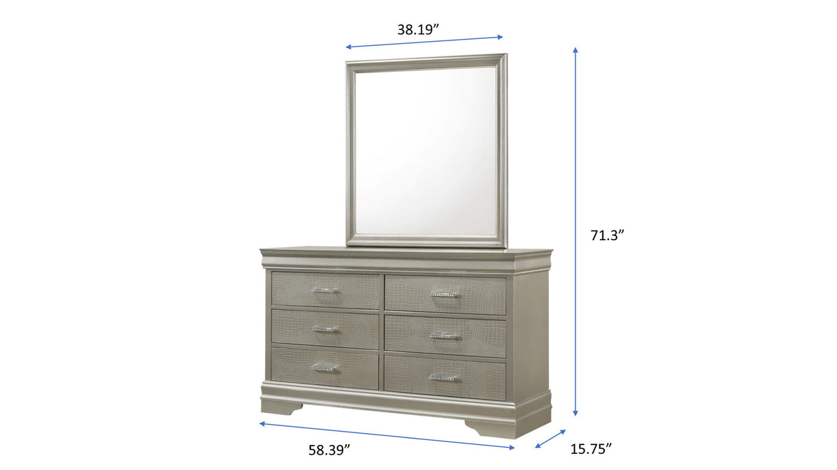 Amalia - California King 4 Piece Bedroom Set - Silver