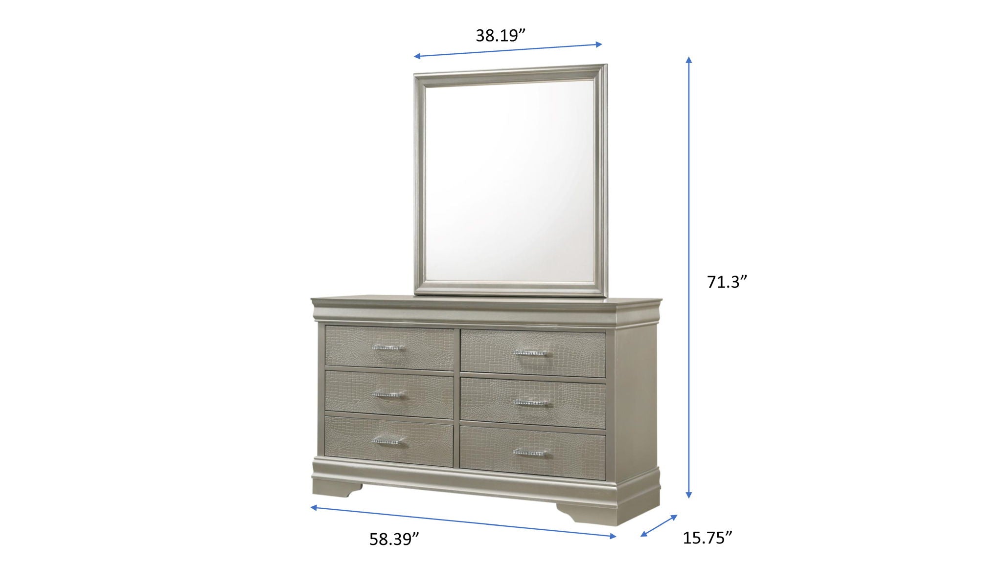 Amalia - Queen 5 Piece Bedroom Set - Silver