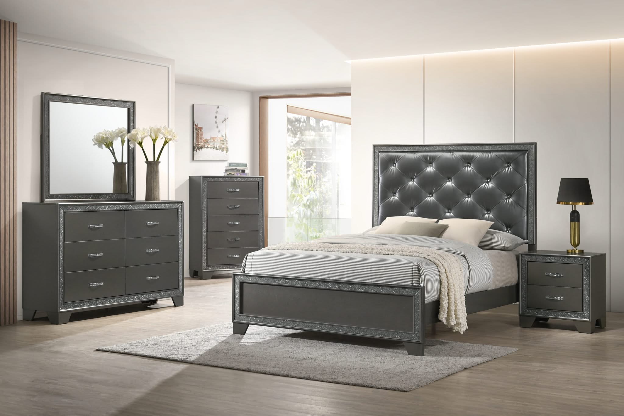 Kaia - Dresser & Mirror - Dark Gray