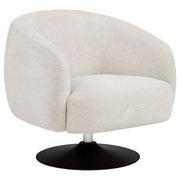 Dave Upholstered Barrel Back Swivel Club Chair Beige