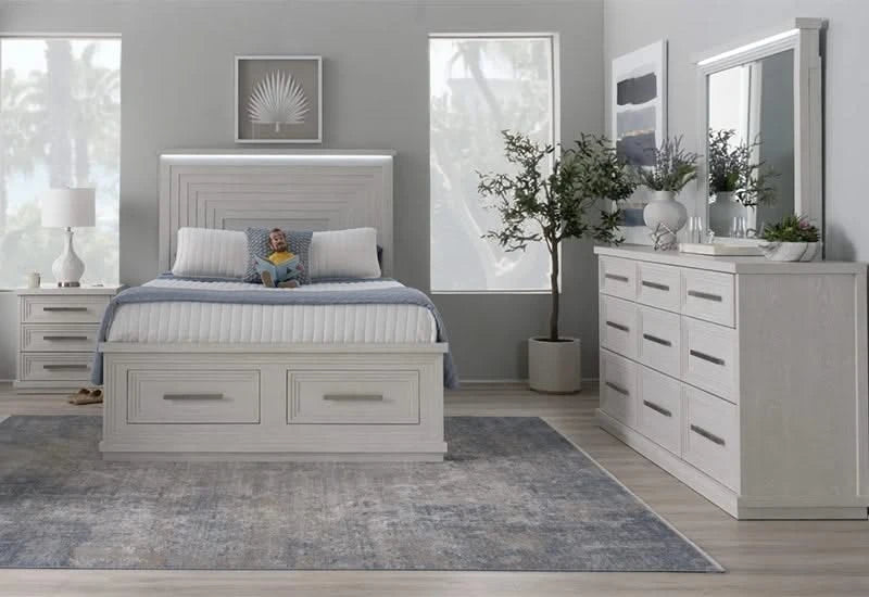 Infinity White 3-Drawer Nightstand with Power Outlets & USB-C Charging