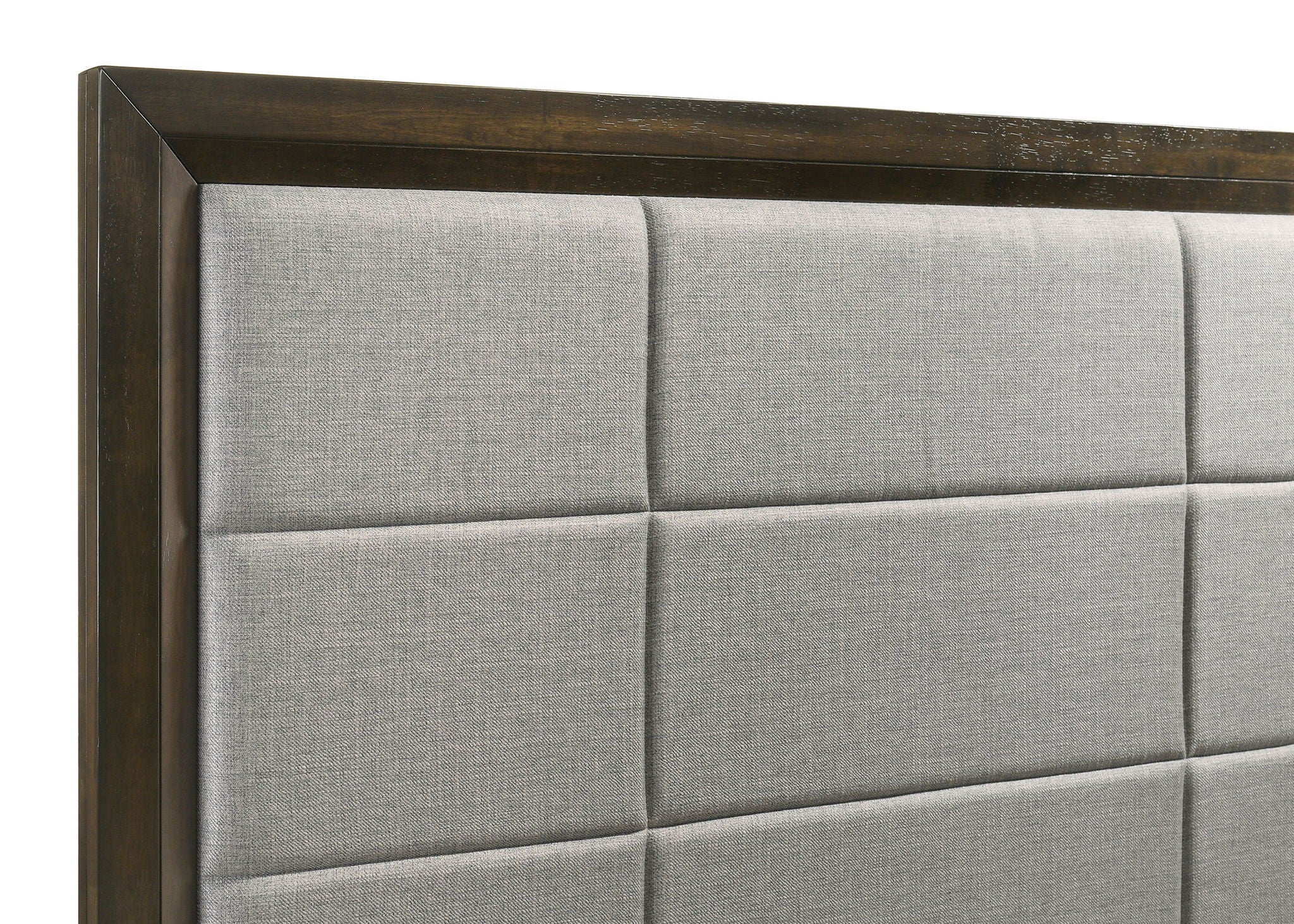 Atlas 63-inch Queen Upholstered Panel Bed Grey and Dark Oak