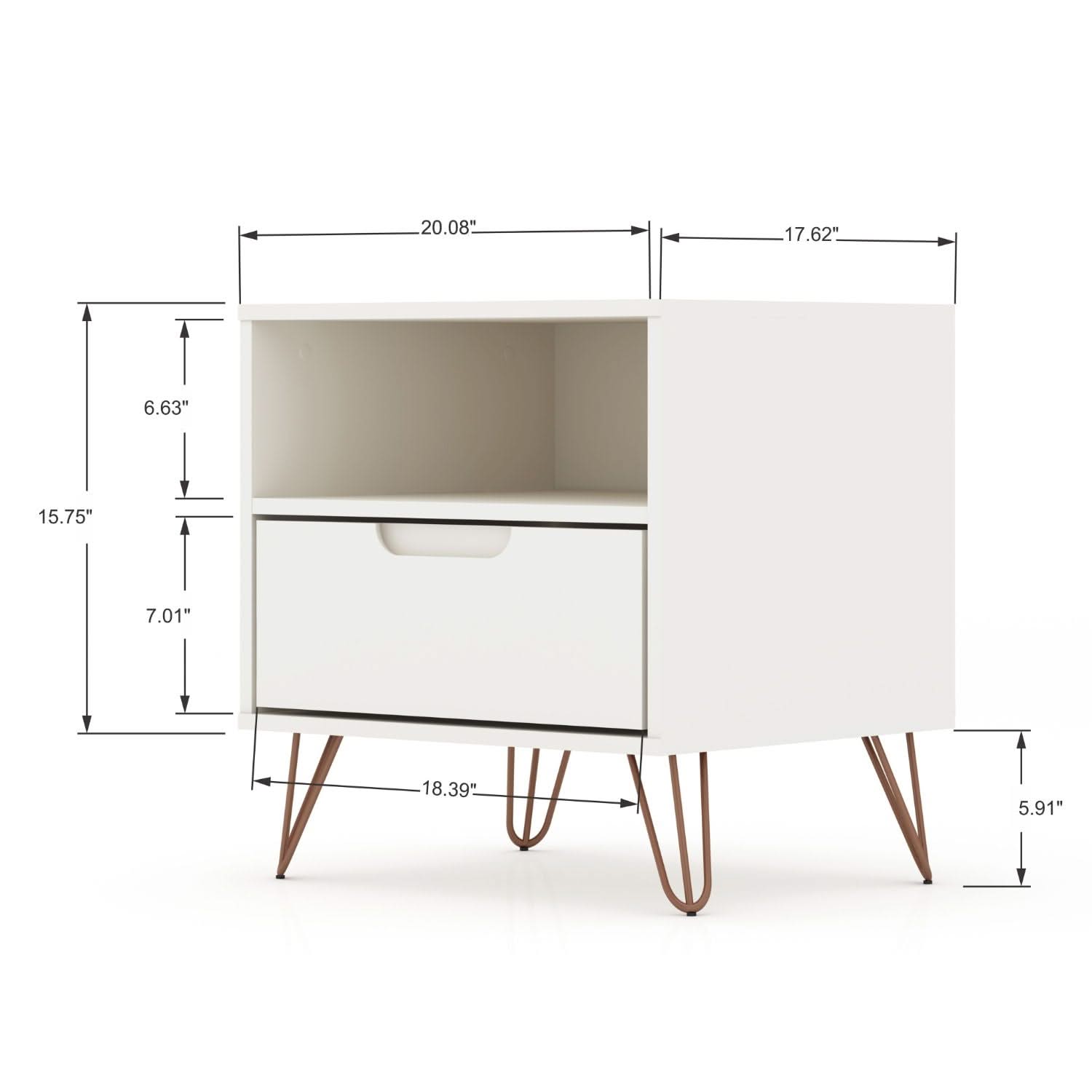 Rockefeller - Nightstand With 1 Drawer - White