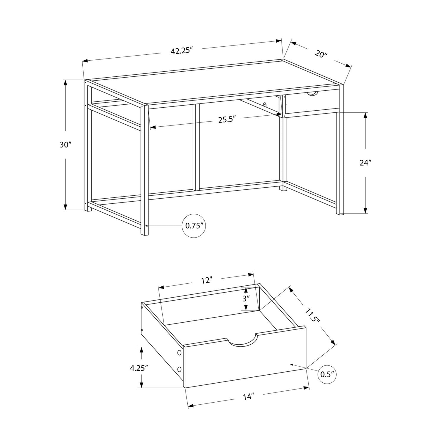Computer Desk For Home Office, Laptop, 1 Storage Drawer, Contemporary & Modern