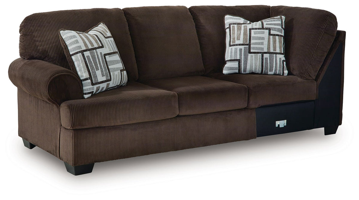 Kimlee - LAF Sofa With Corner Wedge - Chocolate