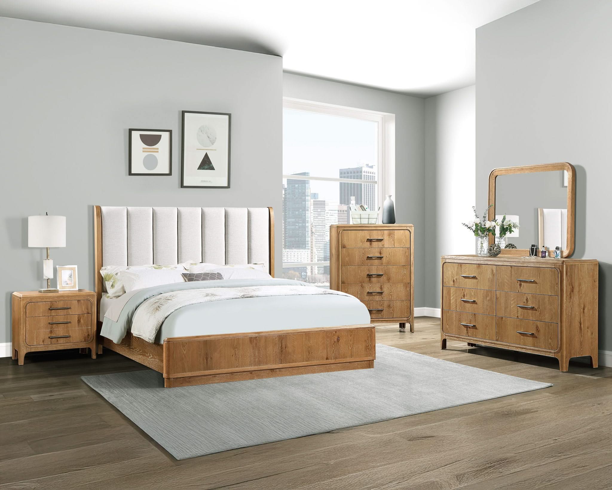 Westcott - Queen 5 Piece Bedroom Set - Cerused Natural