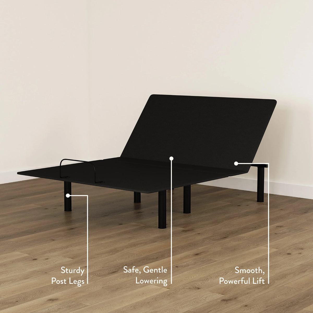 Head Up Adjustable Base with 60-Degree Head Positioning and Wired Remote