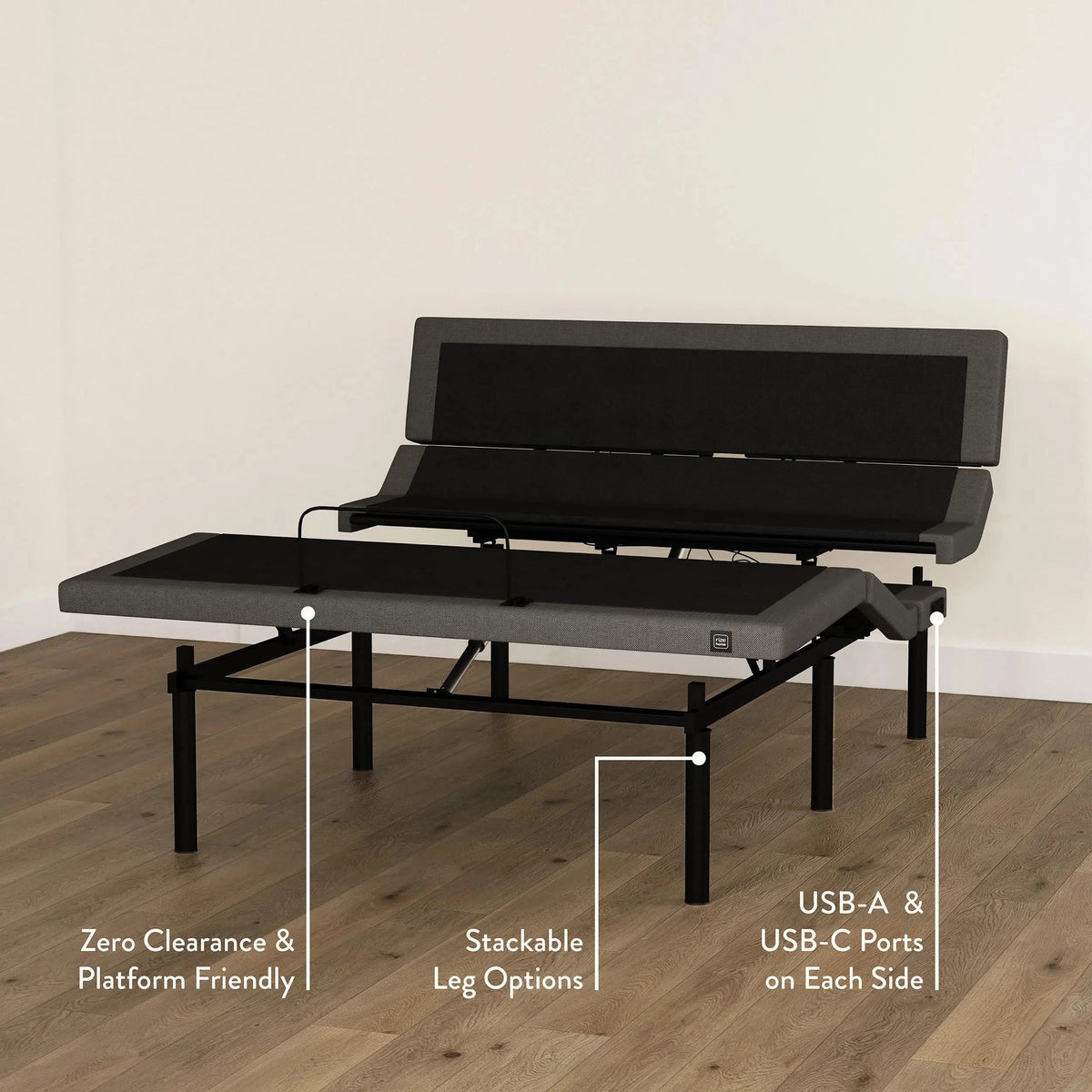Rize Contemporary IV King Adjustable Base with Head Tilt, Lumbar Support, Massage and Zero Gravity