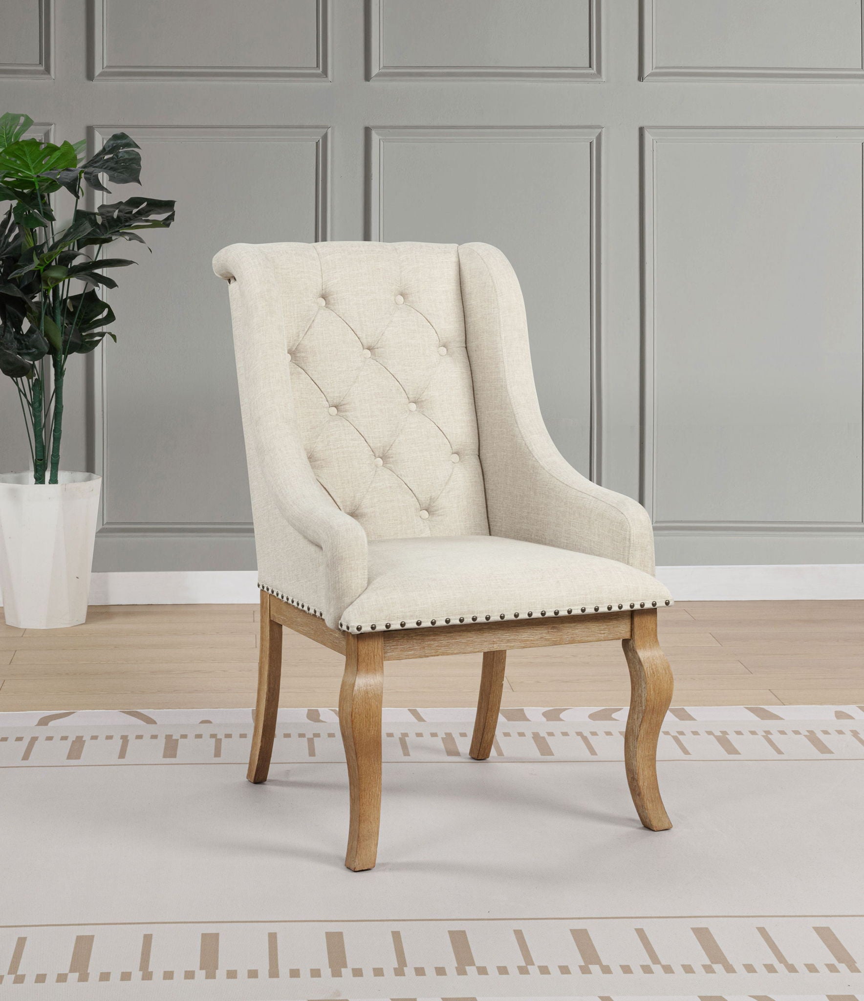 Brockway Upholstered Arm Chair Barley Brown (Set of 2)