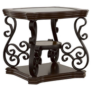 Laney 1-shelf Glass Top Square End Table Deep Merlot