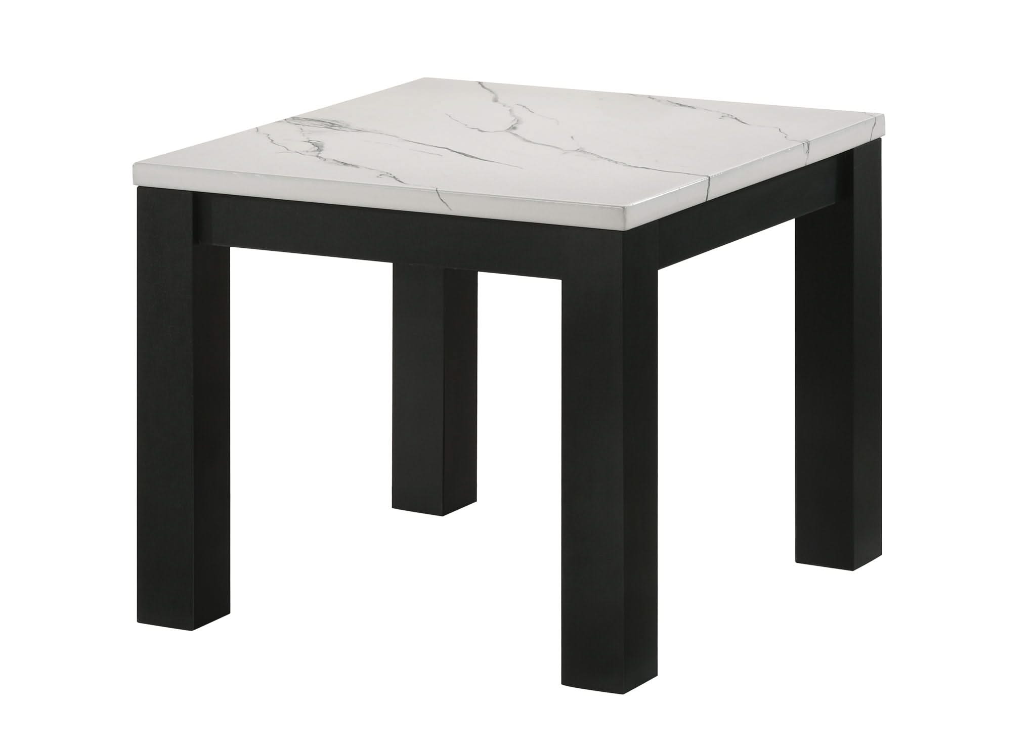 Ivy - 3 Piece Faux Marble White Cocktail Set - White / Black