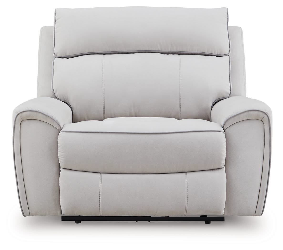 Social Pointe - Power Recliner / Adjustable Headrest - Pearl / Ash