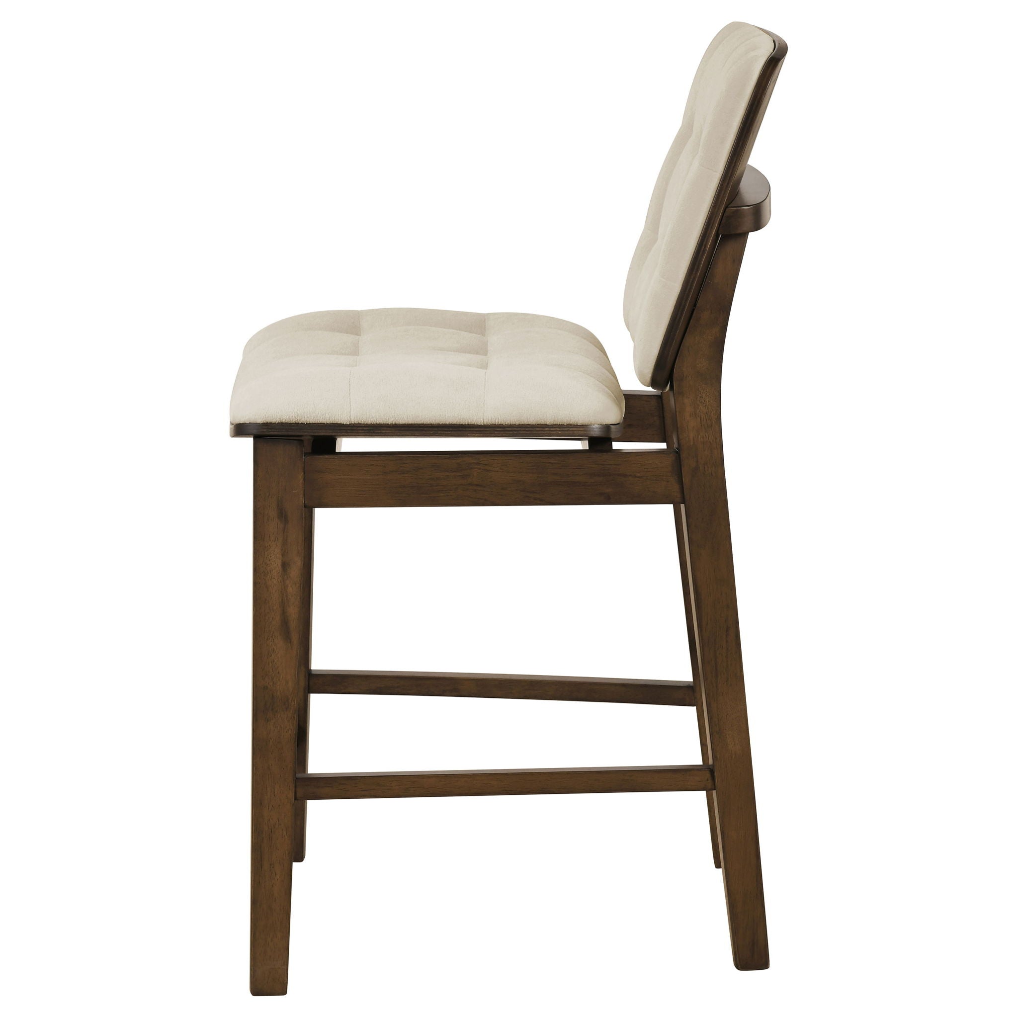 Redbridge Velvet Upholstered Counter Chair Cream and Walnut (Set of 2)