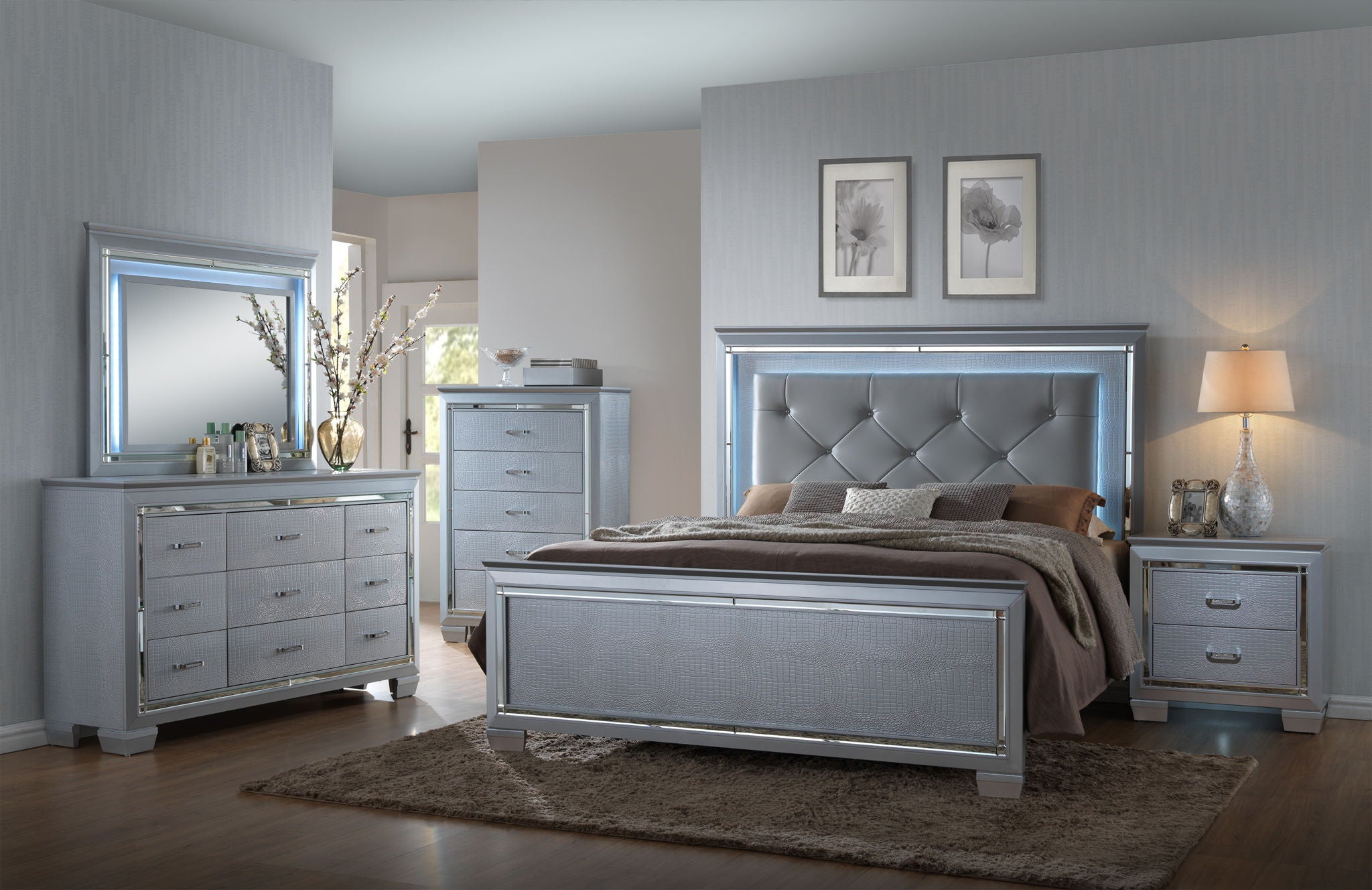 Lillian - California King Upholstered Bed - Gray