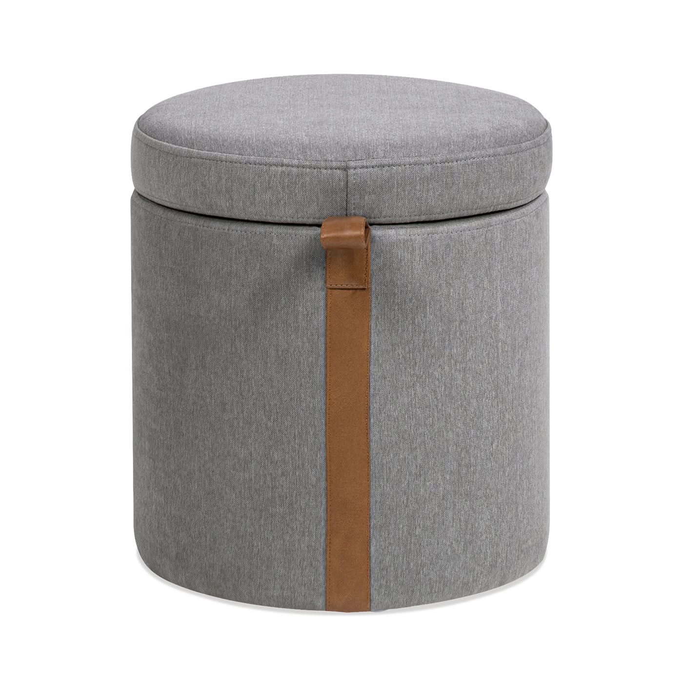 Brandy - Round Upholstered Storage Ottoman With Accent