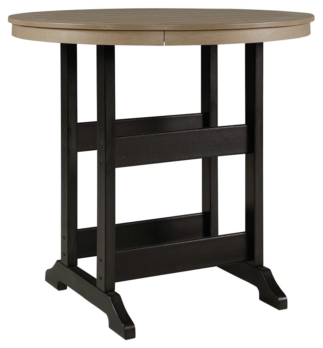 Fairen Trail - Round Bar Table w/Umb OPT - Black / Driftwood