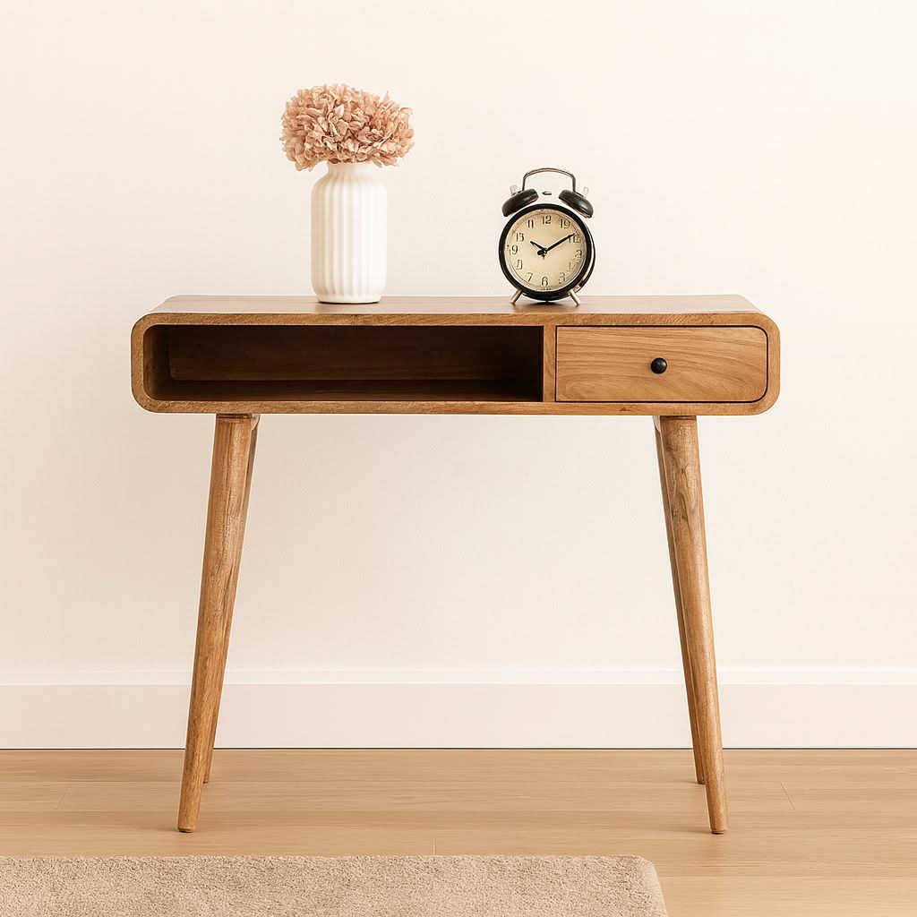 Curved Writing Desk - Oak
